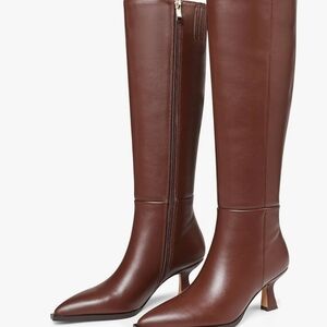 Vomira Women's Elegant Brown Faux Leather Knee-High Boots Sz 9 New